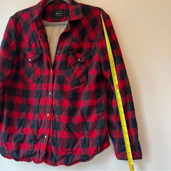 JACHS Girlfriend Buffalo Plaid Sherpa Flannel Jacket M Medium Cozy Cotton Lined - Picture 6 of 10